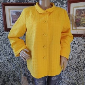 Louis Dell Olio golden yellow swing coat heavy vintage houndstooth embossed